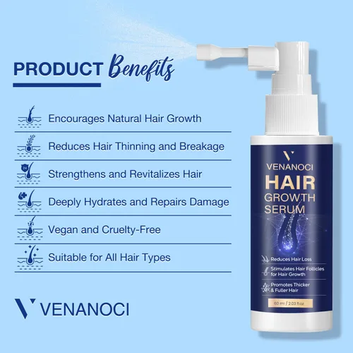 Miniatura 5 de VENANOCI Spray de aceite para el crecimiento del cabello: suero natural para el crecimiento del cabello con romero, biotina, tratamiento contra