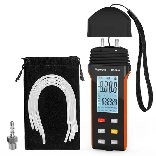 Miniatura 6 de Medidor de presión de gas Manometer HVAC, medidor de presión de aire manómetro de doble puerto WapoRich ±13.79Kpa/2.000Psi ±0.3% con 11