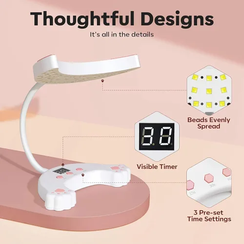 Miniatura 5 de modelones Lámpara de uñas LED UV, cuello de ganso, luz UV para uñas de gel, luz de uñas de 48 W para esmalte de gel con 3 temporizadores y pantalla
