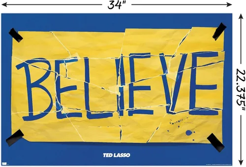Miniatura 3 de Ted Lasso - Póster de pared de Torn Believe, 34 pulgadas de largo x 22.4 pulgadas de ancho, versión sin marco