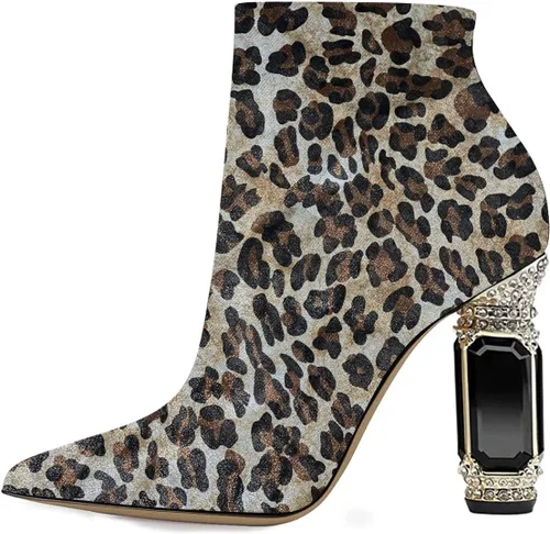Miniatura 21 de FSJ Botas de tacón alto con punta puntiaguda para mujer, con tacón alto, con cremallera lateral brillante, estilo casual, para uso diario, zapatos