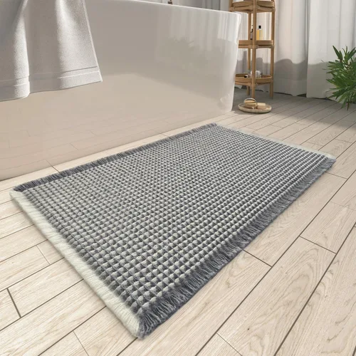 Miniatura 25 de AMOAMI Tapete de baño mejorado con diseño de gofre, súper absorbente, antideslizante, para suelo de baño, lavable a máquina, con borlas, tapetes