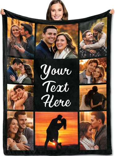 Miniatura 13 de Yofair - Manta personalizada con imagen y texto "I Love You" para aniversario, regalos, boda, mujeres, hombres, pareja, novio, novia, esposa y esposo