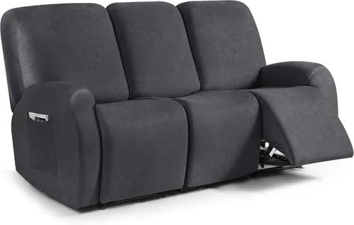 Miniatura 18 de ANARACHON Fundas para sillas reclinables con aspecto de cuero, funda elástica de 4 piezas, funda suave para silla reclinable, protector de muebles