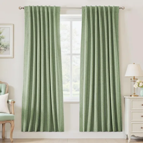 Miniatura 70 de UHITECH - Cortinas opacas beige para sala de estar, cortinas cortas de 35 pulgadas para habitación, cortinas negras para ventanas pequeñas, paneles