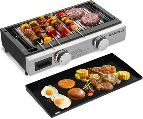 Miniatura 7 de Camplux Parrilla de Propano de Gas, Estación de Parrilla Plana para Cocina, Acampar, Exteriores, Mesa - Parrilla BBQ de Acero Inoxidable