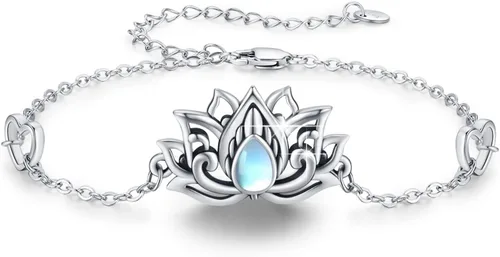 Pulseras de plata de ley 925 con diseño floral de vidlotoluna de estrellaónixturquesapiedra lunarmalaquita, regalo de joyería floral para mujeres y