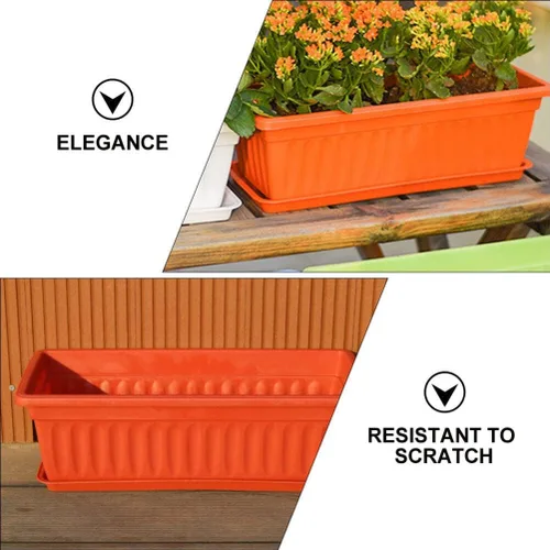Miniatura 9 de DOITOOL Macetas rectangulares para plantas de interior, 2 unidades, macetas de ventana para patio, macetas para exteriores, rectangulares