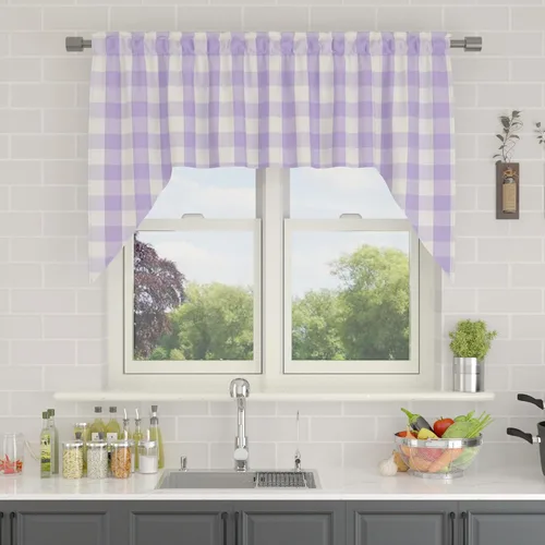Miniatura 176 de Cenefas de cortina para ventana de 16 pulgadas de largo, 2 paneles de cuadros búfalo, cortinas pequeñas con bolsillo para barra, estilo clásico