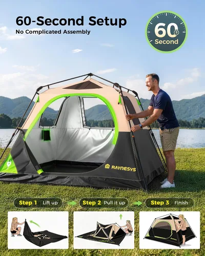 Miniatura 3 de Tienda de campaña instantánea para 4/6 personas, configuración de tienda de campaña en 60 segundos, tiendas de campaña impermeables para acampar