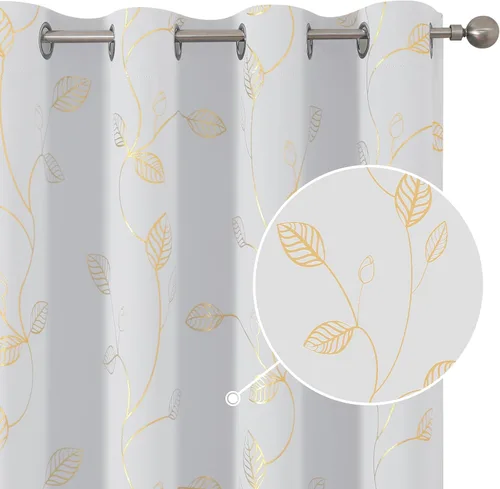 Miniatura 23 de BUHUA - Cortinas opacas blancas, cortinas plateadas, juego de 2 paneles de cortinas con ojales para dormitorio, elegante tratamiento de ventana