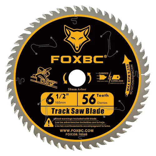 FOXBC - Hojas de sierra de riel de 6-1/2 pulgadas, 56 dientes, eje de 0.787 in, corte de 0.059 in | Compatible con sierra circular Makita B-07353,