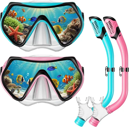 Miniatura 8 de Snorkel Mask Set, Dry-Top Snorkel Set Scuba Diving Mask, 180° Panoramic Wide View, Professional Breathing Freely Snorkeling Gear Kit with Nose Cover