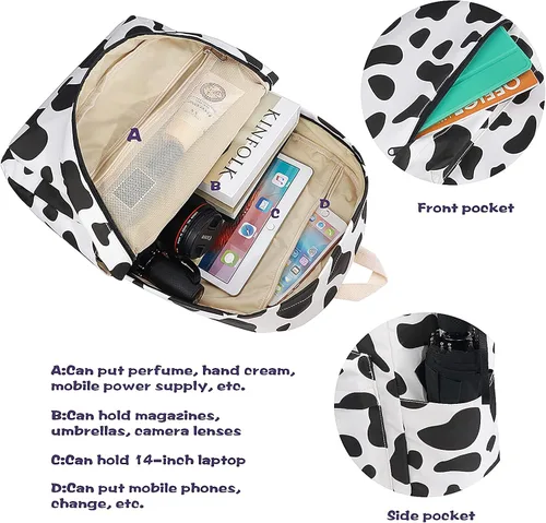 Miniatura 2 de Juego de mochila escolar con estampado de vaca para adolescentes, niñas, niños, bolsas con lonchera y estuche para lápices