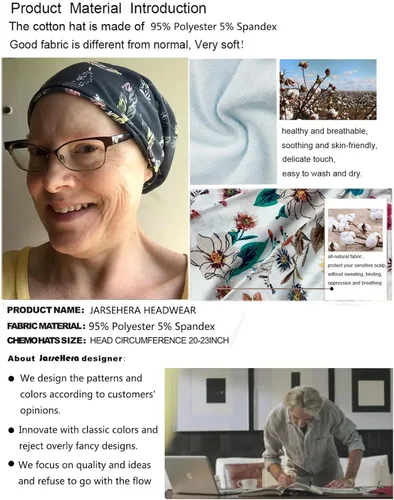 Miniatura 4 de JarseHera Gorros de algodón para quimioterapia para mujer, gorro para el cáncer, turbante