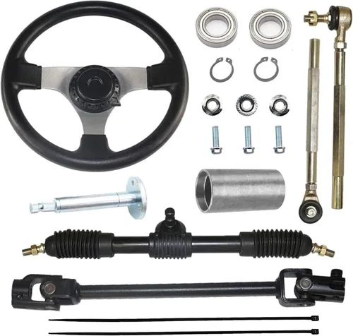 Miniatura 11 de PRO BAT 270mm/10.6'' Steering Wheel Steel Kit 320mm/12.6'' Gear Rack Pinion Adjustable Shaft Set for 110cc Go Kart Golf Buggy UTV