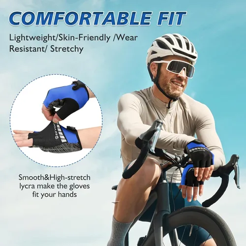 Miniatura 3 de Guantes de ciclismo con almohadilla absorbente de golpes, agarre extra, ajuste flexible, peso ligero, transpirable para hombres y mujeres ciclismo