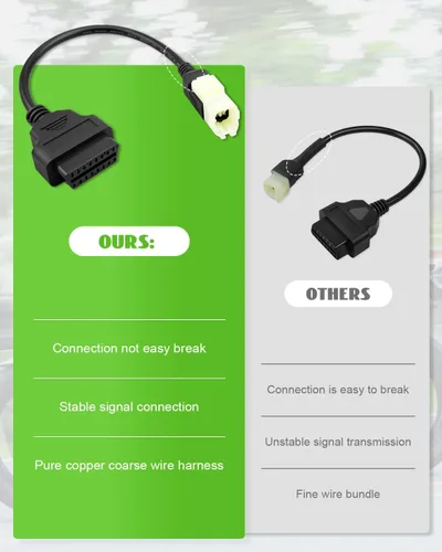Miniatura 4 de Cable de diagnóstico OBD2 apto para motocicleta Kawasaki, adaptador OBD2 de 4 pines a 16 pines apto para Z250 Z650 Z1000 ER6N EX650F Ninja400