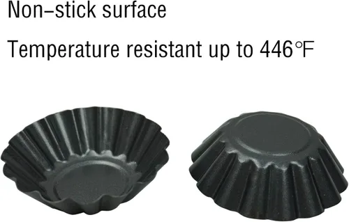 Miniatura 4 de Paquete de 12 moldes para tartaletas de huevo, latas antiadherentes de acero al carbono, molde para tartaletas, moldes para tartas, cupcakes, pudín