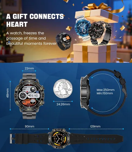 Miniatura 9 de Smart Watches for Men Luxury for Android iPhone/50 Day Battery,Fitness Watch with Heart Rate/Blood Pressure/Sleep Monitor,Men's Smartwatch Amoled