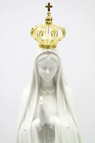 Miniatura 5 de Vittoria Collection Figura de escultura de Virgen María con corona blanca de 28 pulgadas, hecha en Italia, interior y exterior, para jardín, gruta