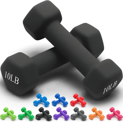 Portzon Mancuernas con Pesos 10 Opciones de Colores Compatibles con Juego de 2 Mancuernas de Neopreno, 1-15 Libras, Antideslizantes, No se Ruedan,