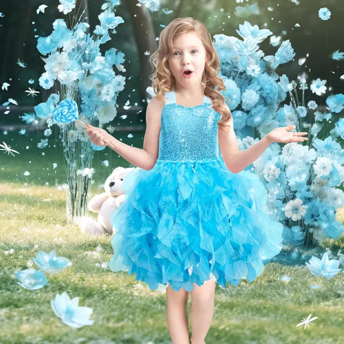 Miniatura 7 de Vestido tutú para niñas con lentejuelas brillantes de tul de princesa, fiesta de cumpleaños, baile de graduación, vestido deportivo para niñas