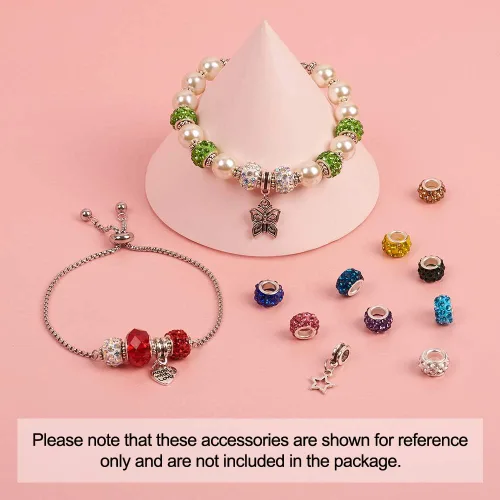 Miniatura 7 de Craftdady 150 cuentas europeas de arcilla polimérica con agujeros grandes, cuentas espaciadoras de diamantes de imitación, 15 colores con 6