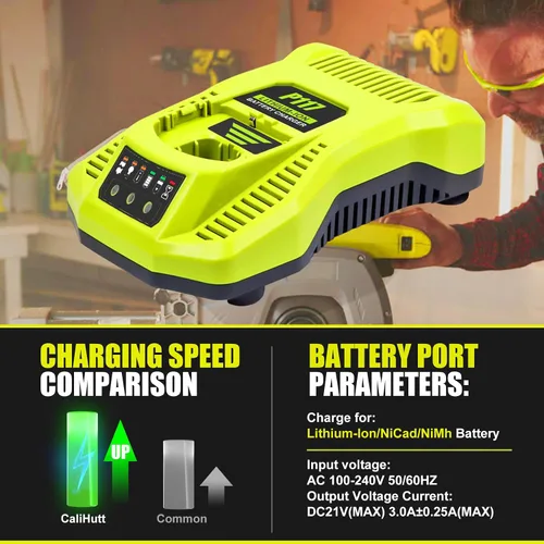 Miniatura 3 de 【Actualización】 Cargador de repuesto para cargador Ryobi de 18 V P117 compatible con Ryobi 12V-18V One+ batería de litio NiCad NiMh P102 P108 P189