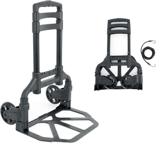 Rockville GigMate - Carrito de mano de aluminio para DJ/músico de 154 libras, se pliega en plano, ruedas de goma grandes, cuerda elástica incluida,