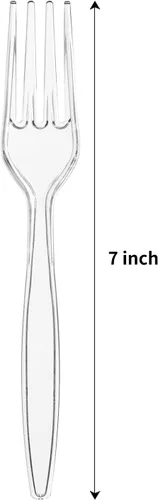 Miniatura 7 de Tenedores de plástico resistentes, suministros desechables transparentes para fiestas, paquete de 80