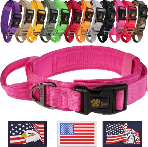Miniatura 12 de ADITYNA Collar táctico para perros grandes, acolchado suave, resistente, servicio, ajustable, militar K9 con asa para entrenamiento y caminar Gris
