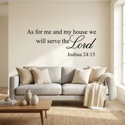 Miniatura 3 de Picniva As for Me and My House We Will Serve the Lord - Calcomanía para pared, 8 x 20 pulgadas, diseño de las Escrituras de Joshua 24:15, removible