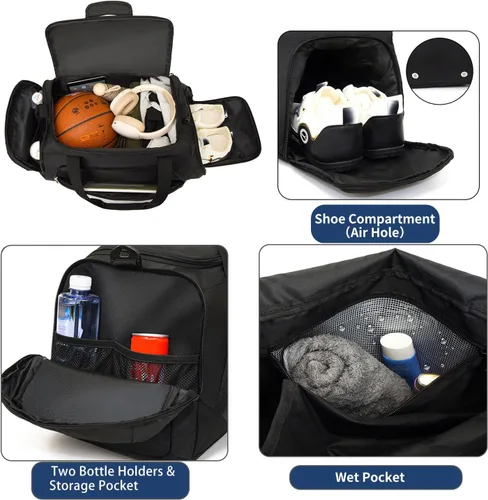 Miniatura 3 de Bolsa de gimnasio impermeable con compartimento para zapatos y humedad para hombresmujeres, bolsas deportivas para entrenamiento, fitness, viajes