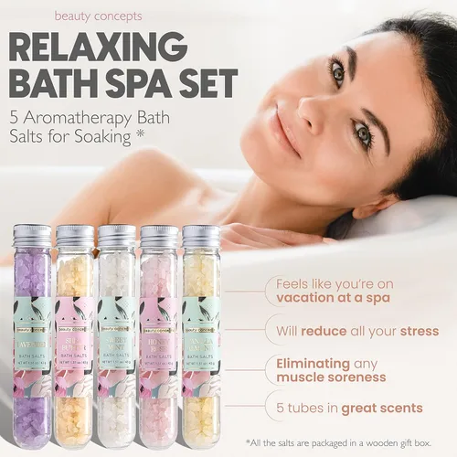 Miniatura 5 de B.C. Beauty Concepts - Sales de baño de aromaterapia, sales de Epsom para remojo, juego de spa de baño relajante, perfumado en almendra de vainilla