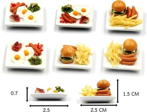 Miniatura 6 de Set de desayuno surtido de 10 variados – Alimentos en miniatura, comida pequeña para decoración de casa de muñecas, casa de muñecas, diorama