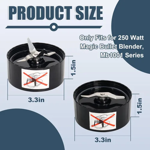 Miniatura 2 de Cuchillas batidoras de repuesto compatibles con Magic Bullet MB1001, juego de cuchillas de corte de doble cruz + planas, acero inoxidable