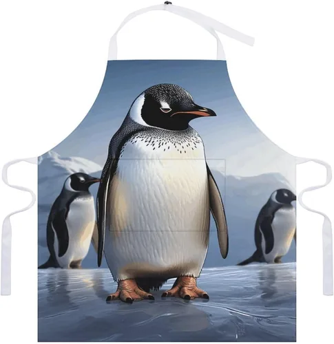 Miniatura 7 de Personalized Penguin Adult Apron, Kitchen Cooking Aprons for Woman Man, Adjustable Bib Apron with Pocket for Baking, BBQ Crafting Outdoors, Dining