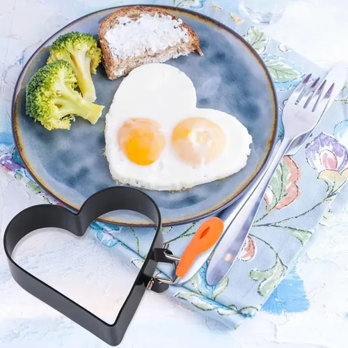 Miniatura 5 de Anillos de huevo profesionales, 3.5 pulgadas en forma de corazón, anillos de tortilla de acero inoxidable, antiadherentes, molde para panqueques
