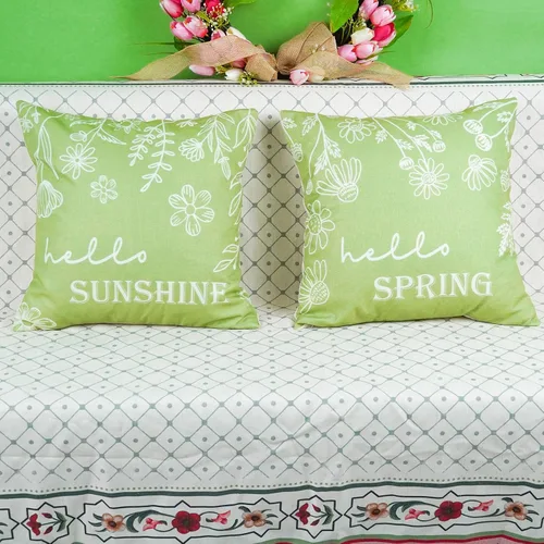 Miniatura 2 de ONWAY Juego de 2 fundas de almohada primaverales de 18 x 18 pulgadas, decoración floral de Hello Spring, para exteriores, patio, funda de cojín