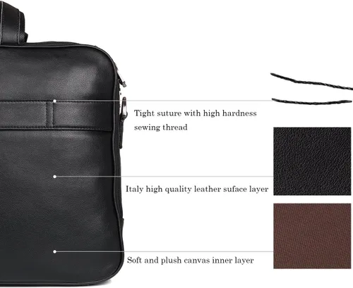 Miniatura 6 de Augus Maletín de viaje de negocios de cuero genuino bolsas de lona para hombres bolsa de portátil se adapta a 15.6 pulgadas portátil