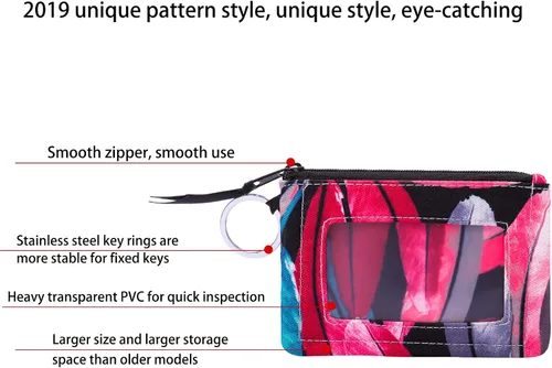 Miniatura 5 de Foryee - Cartera con cremallera y ventana para identificación hecha de lona de algodón