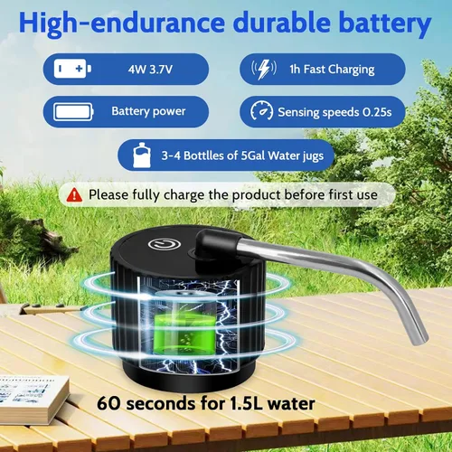 Miniatura 6 de Dispensador de agua de campamento para botella de 5 galones, bomba de botella de agua eléctrica portátil con carga USB, bomba universal de micro