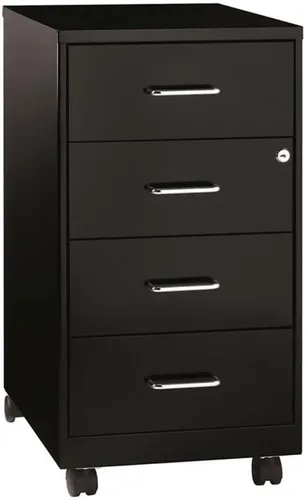 Miniatura 3 de Pemberly Row Organizador móvil de metal contemporáneo, 4 cajones, 18 pulgadas de profundidad, acabado negro, suspensión de deslizamiento suave