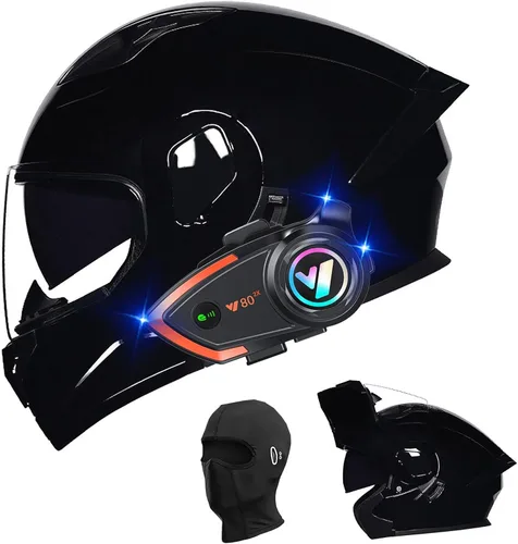 Miniatura 15 de Cascos de motocicleta para hombre, aprobado por DOT, casco de motocicleta de cara completa para adultos, casco de motocicleta con doble visera, D