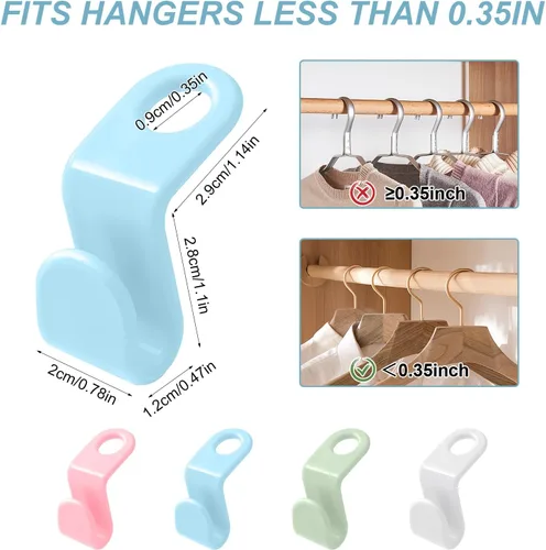 Miniatura 6 de 100 PCS Perchas que Ahorran Espacio - Ganchos Conectores de Perchas para Ropa, Ganchos de Perchas Apilables que Ahorran Espacio, Organizadores