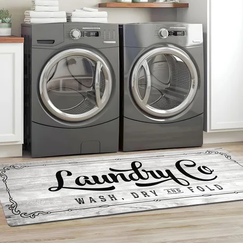 Miniatura 15 de KOZYFLY Alfombra Antideslizante para Lavandería de 20"x60", Alfombras de Cocina Lavables, Alfombra de Lavandería Impermeable, Alfombra para Marrón