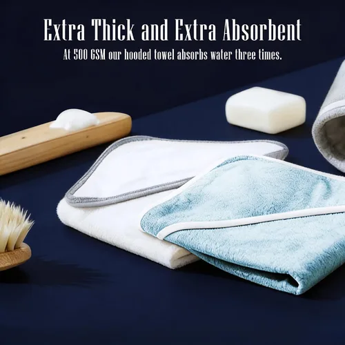 Miniatura 5 de Paquete de 2 toallas de baño para bebé - De rayón hechas de bambú, ultraabsorbentes, toallas con capucha ultrasuaves para niños - Tamaño extra