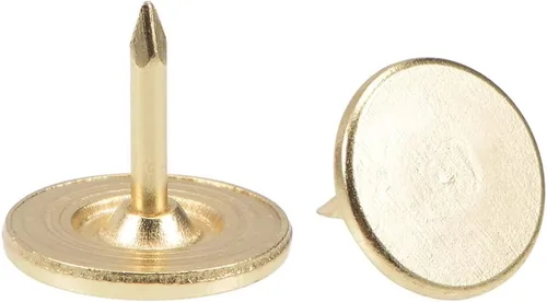 uxcell Uñas de tapicería de 0.433 in x 0.394 in, cabeza plana, uñas de muebles, tono dorado para muebles, cabeceros de sofá, 100 unidades
