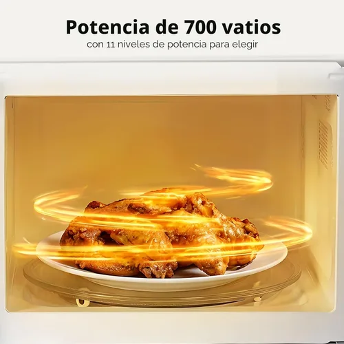 Miniatura 8 de Horno microondas compacto de 0.7 pies cúbicos, 700 W, 11 niveles de potencia, 6 preajustes, bloqueo de seguridad para niños, pantalla LED, puerta